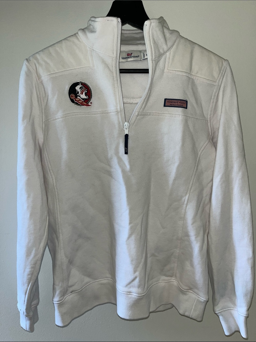 Vineyard Vines x Florida State University Women’s White Quarter-Zip Pullover